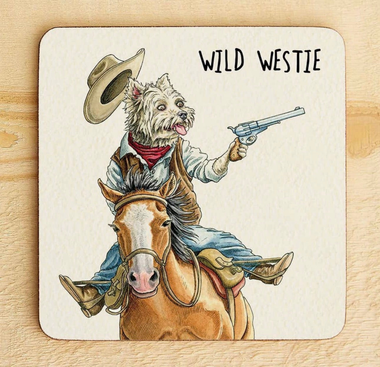 Bewilderbeast Wooden Dog Theme Coasters
