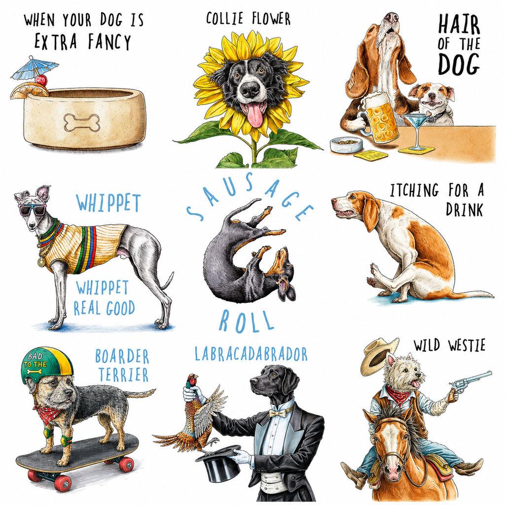 Bewilderbeast Wooden Dog Theme Coasters
