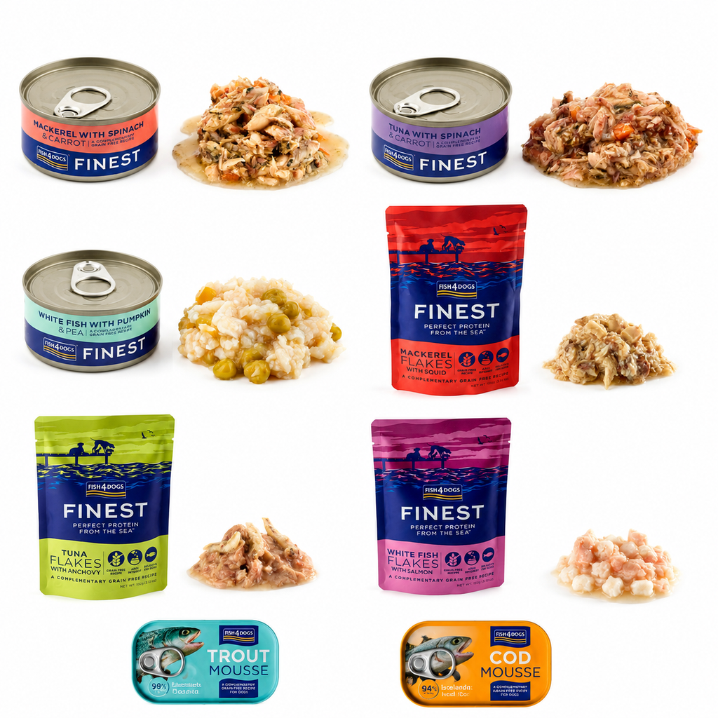 Fish4Dogs Mixed Flavour Fish Tins, Pouch & Mousse