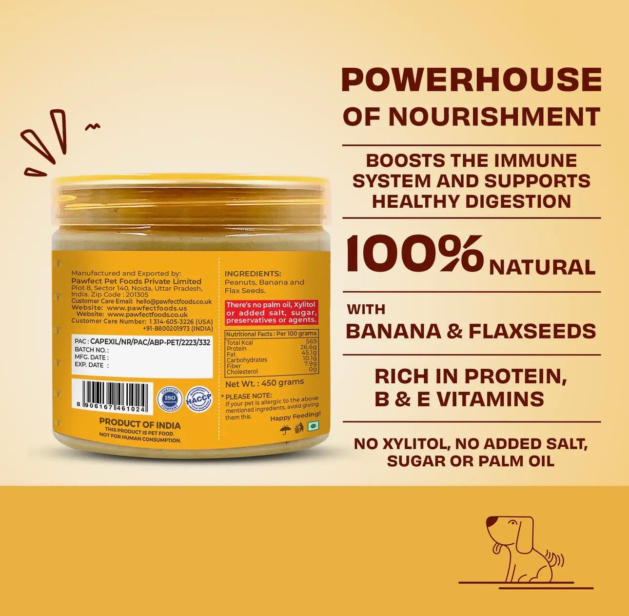 Pawfect Dog Friendly Flavoured Peanut Butter 275g