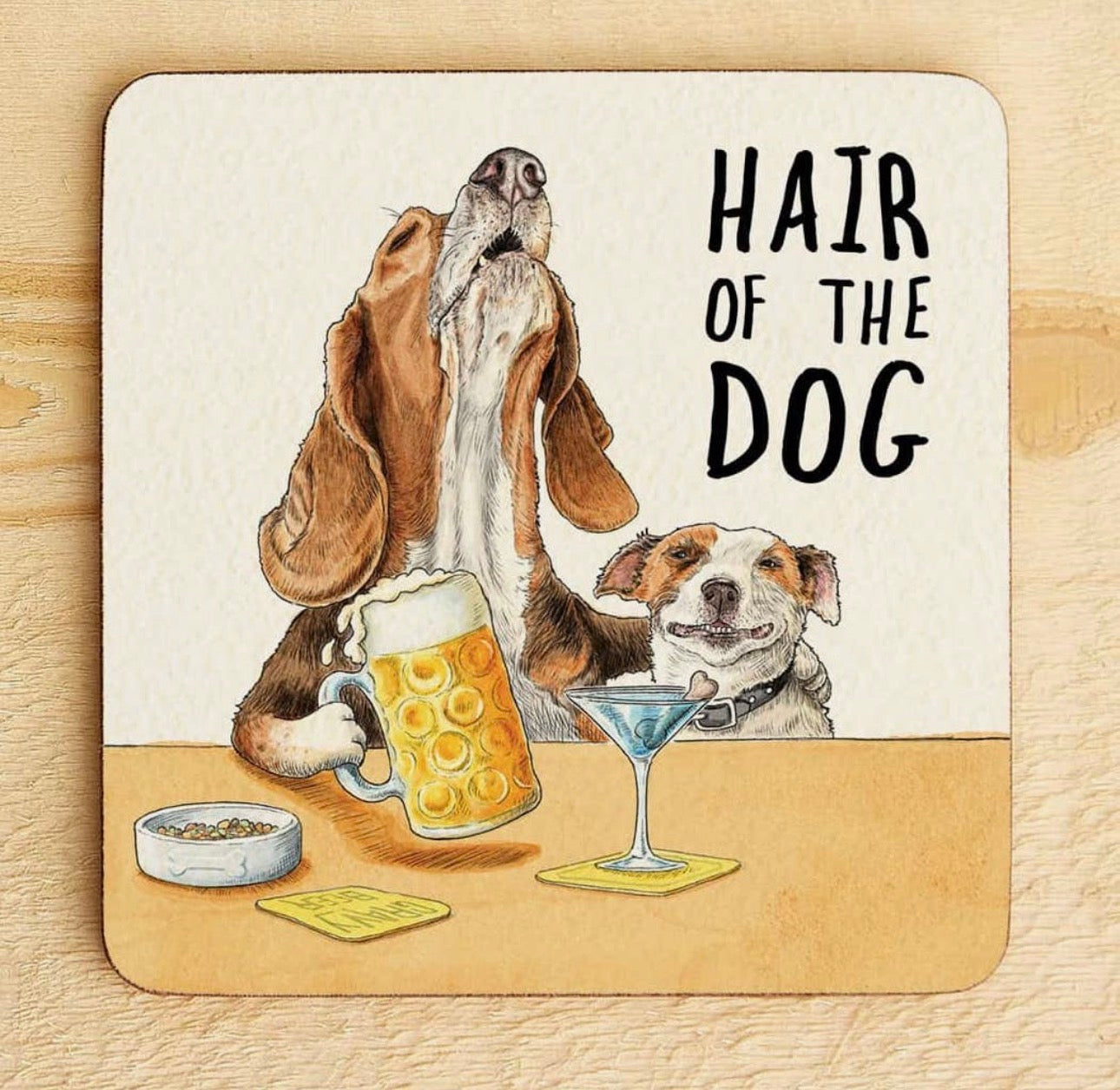 Bewilderbeast Wooden Dog Theme Coasters