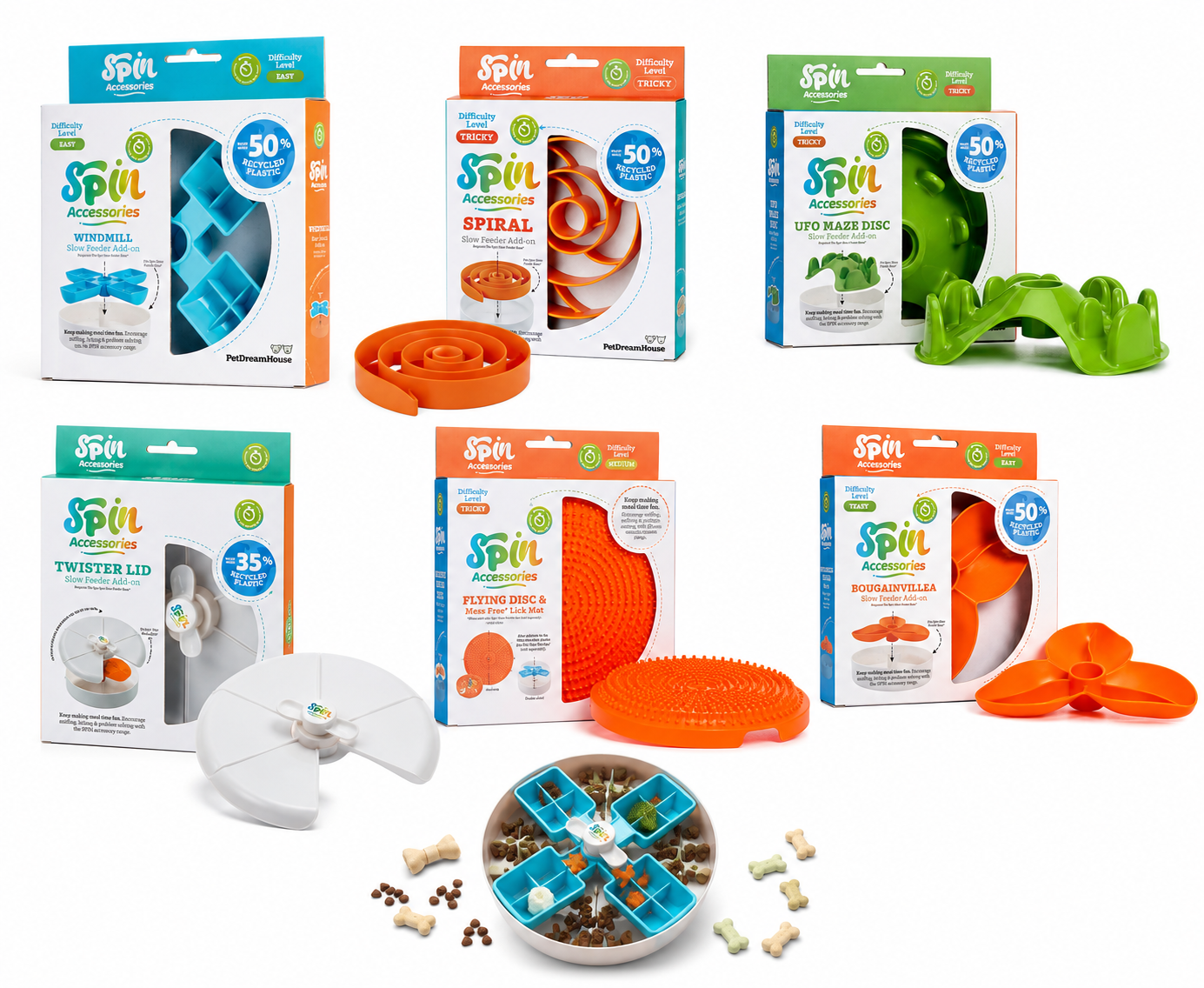 Pet Dreamhouse Slowfeeder Bowls & Spin Accessories