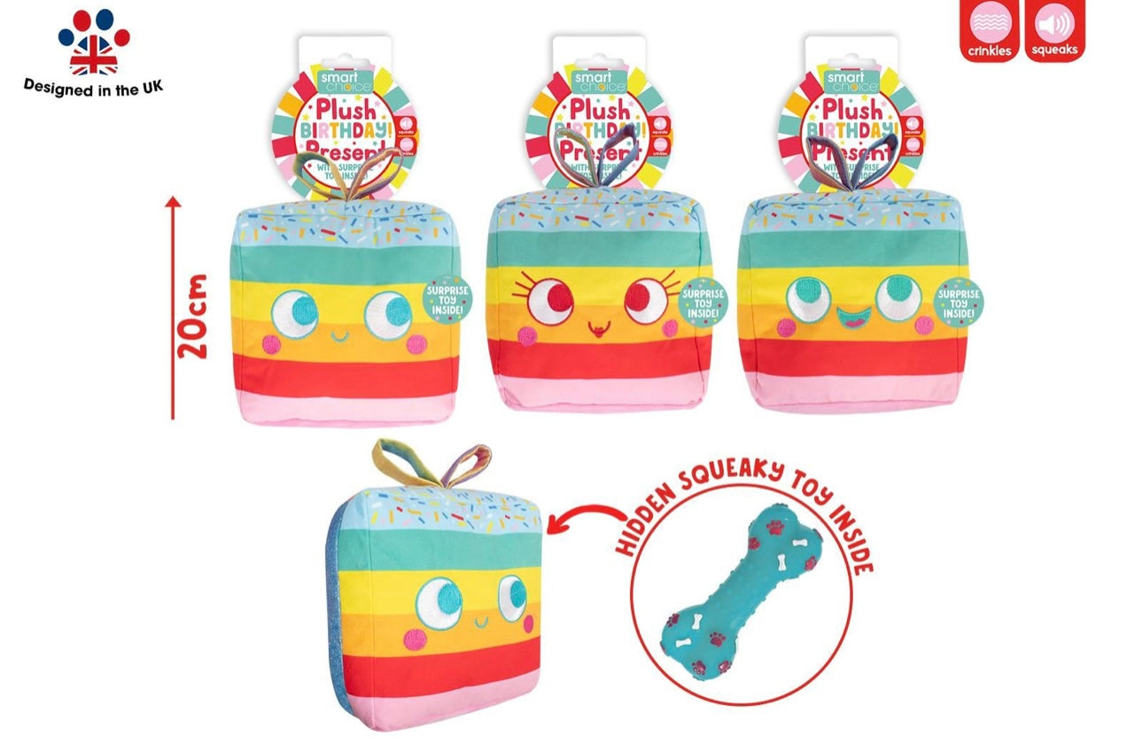 Birthday present plush 2 in 1 dog toy