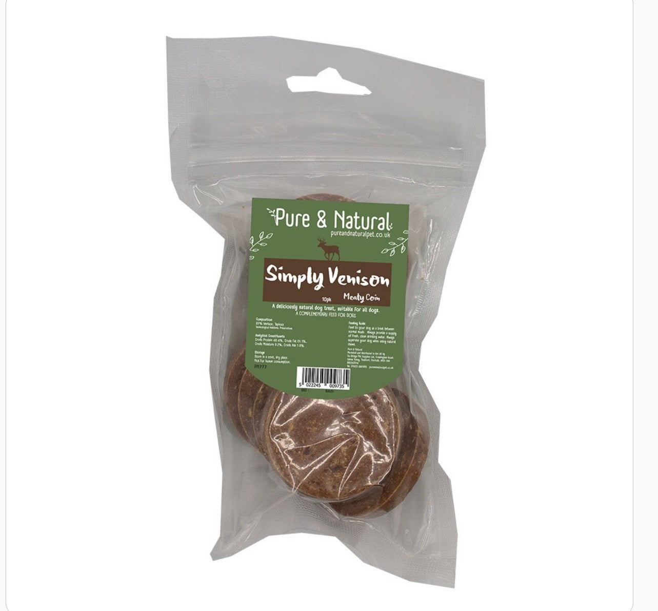 Pure & Natural Single Protein Venison Coins 10 Pack