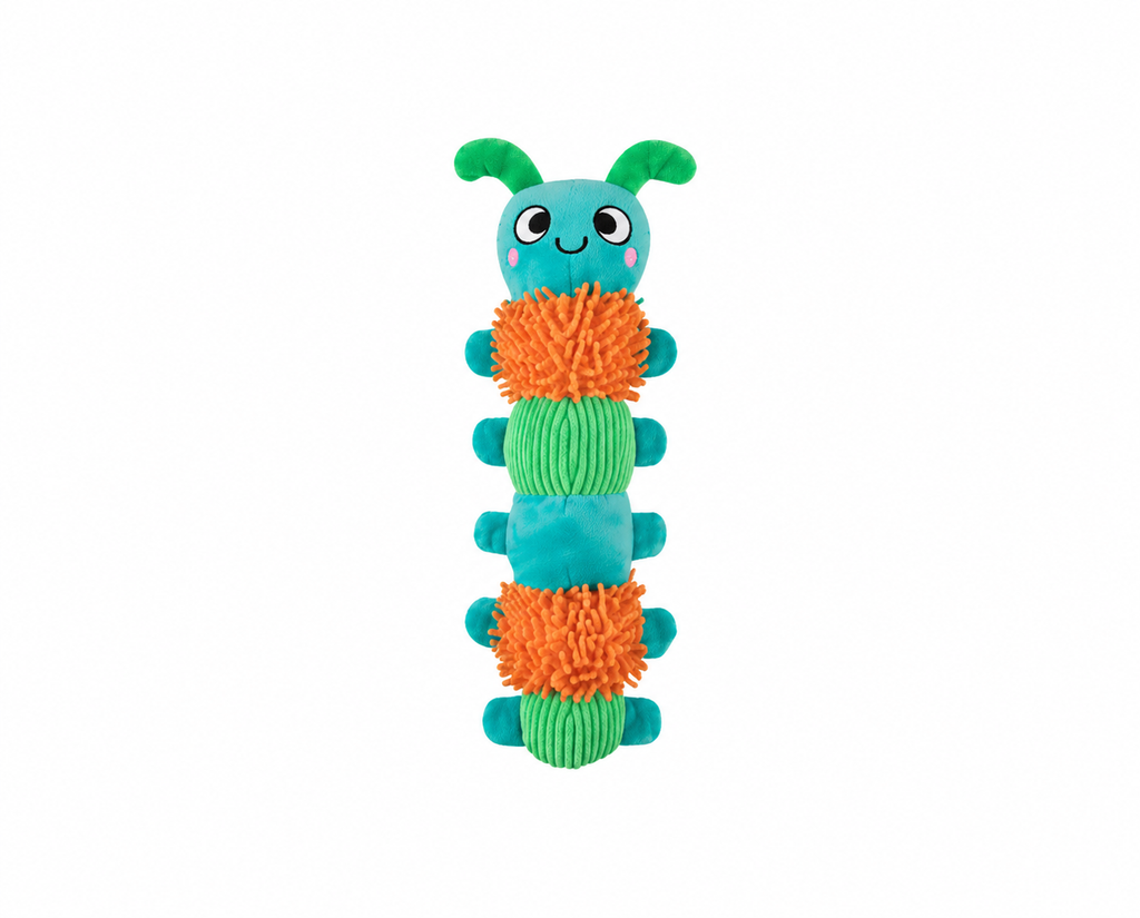 Smart Choice 30cm Three Squeaker Caterpillar Plush Dog Toy