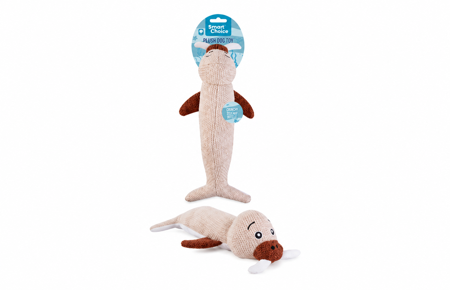 Smart Choice Squeaky Bottle Plush Sea Creature Dog Toy