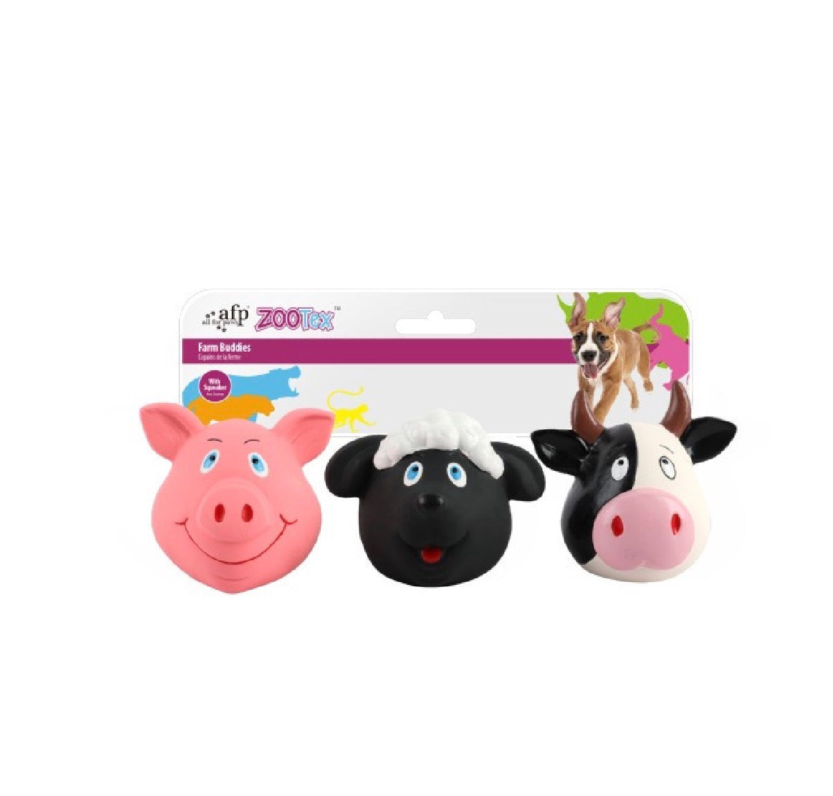 All For Paws Latex Zootex Farm Buddies Three Pack Balls
