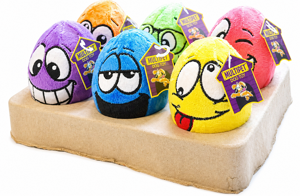 Happy Pet Egg Noggins Fabric Covered Squeaky Ball Dog Toy