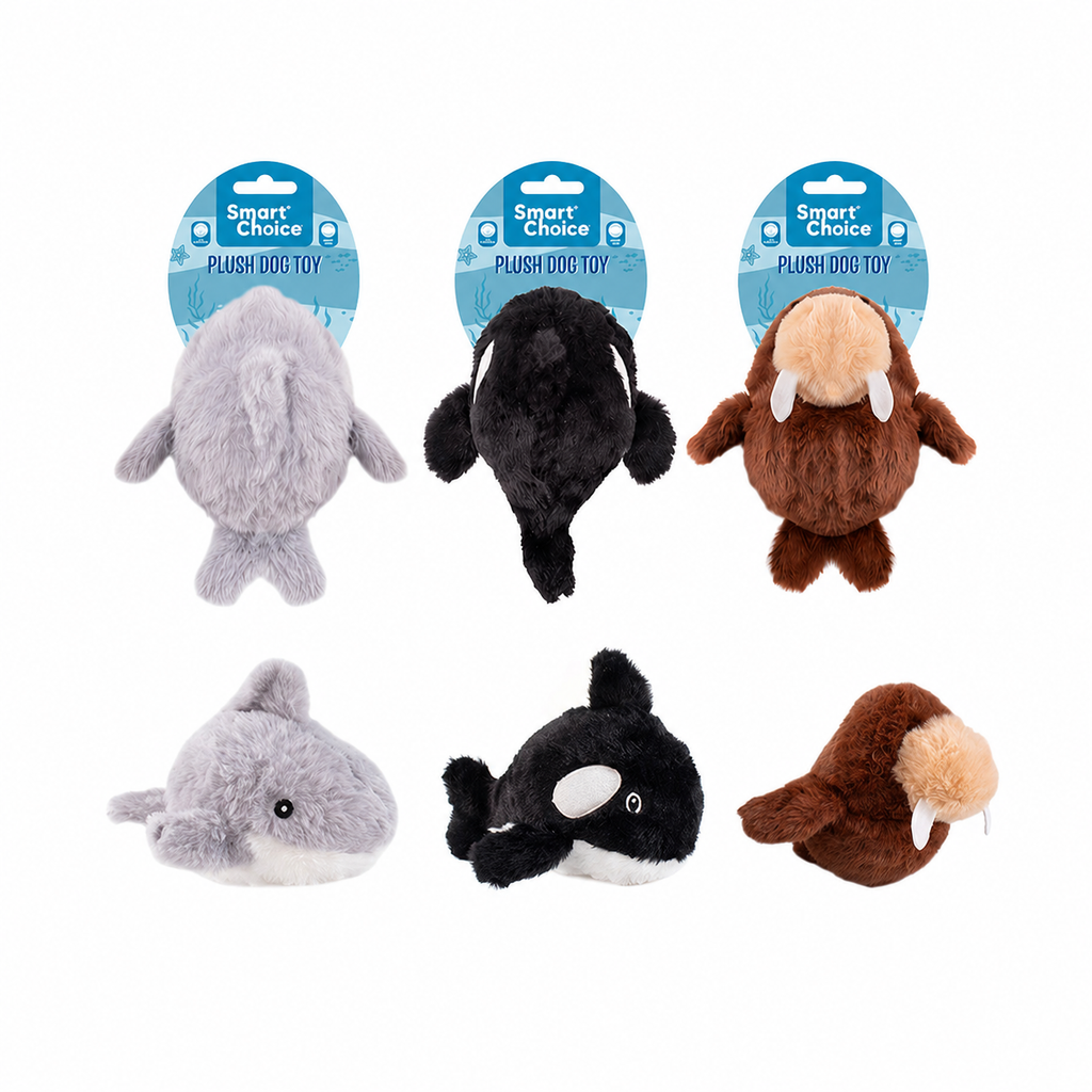 Smart Choice Squeaky Plush Sea Creatures Dog Toy