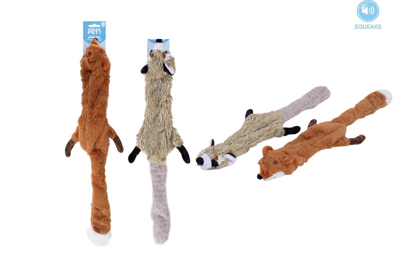 Stuffingless Crinkle & Squeak Fox & Racoon Toy