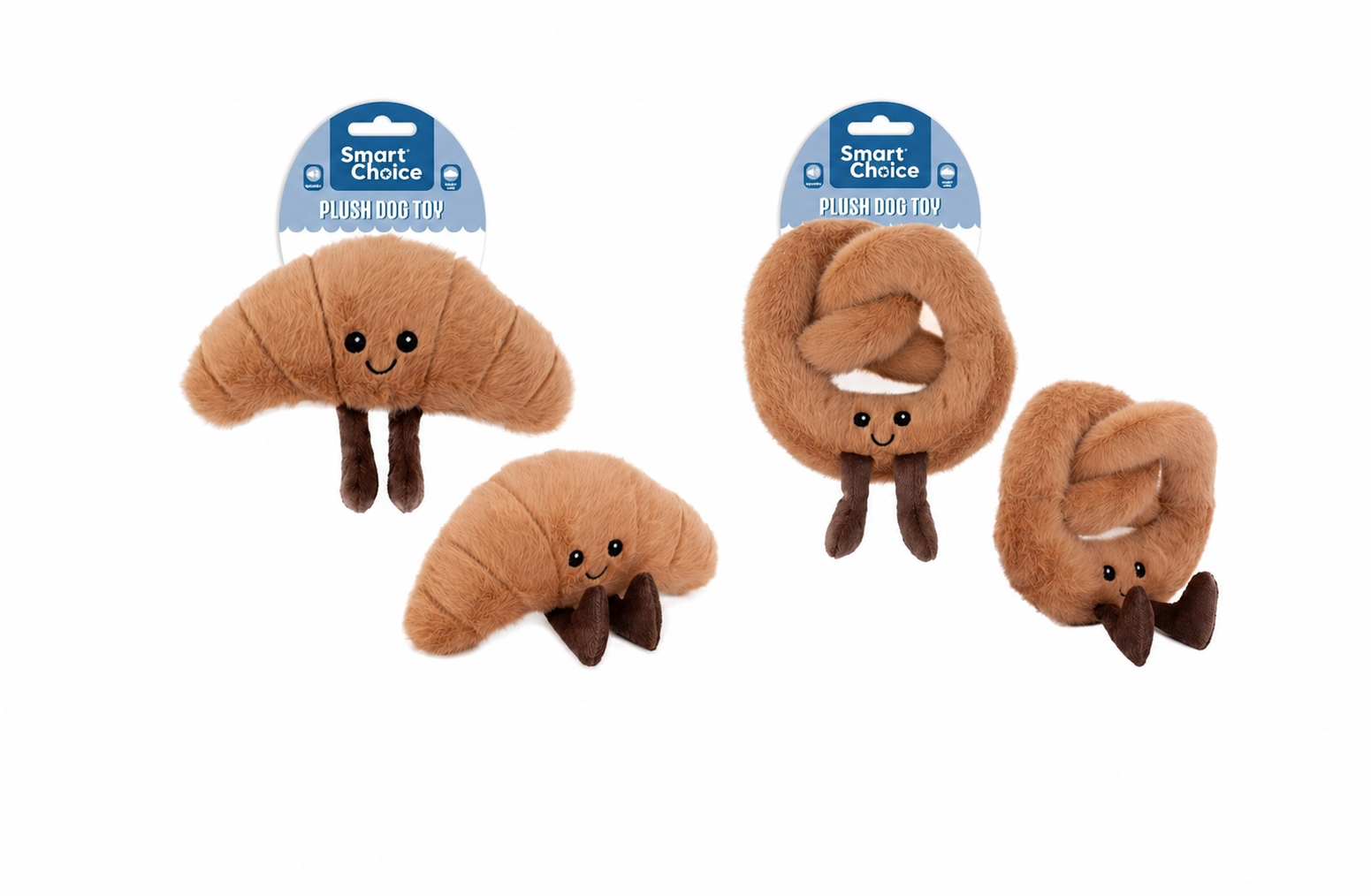 Smart Choice Squeaky Plush Pastry Croissant & Pretzel