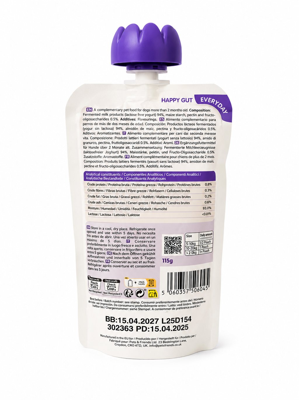 Frozzys Yoghurt Squeeze Pouch Dog Treat 115g