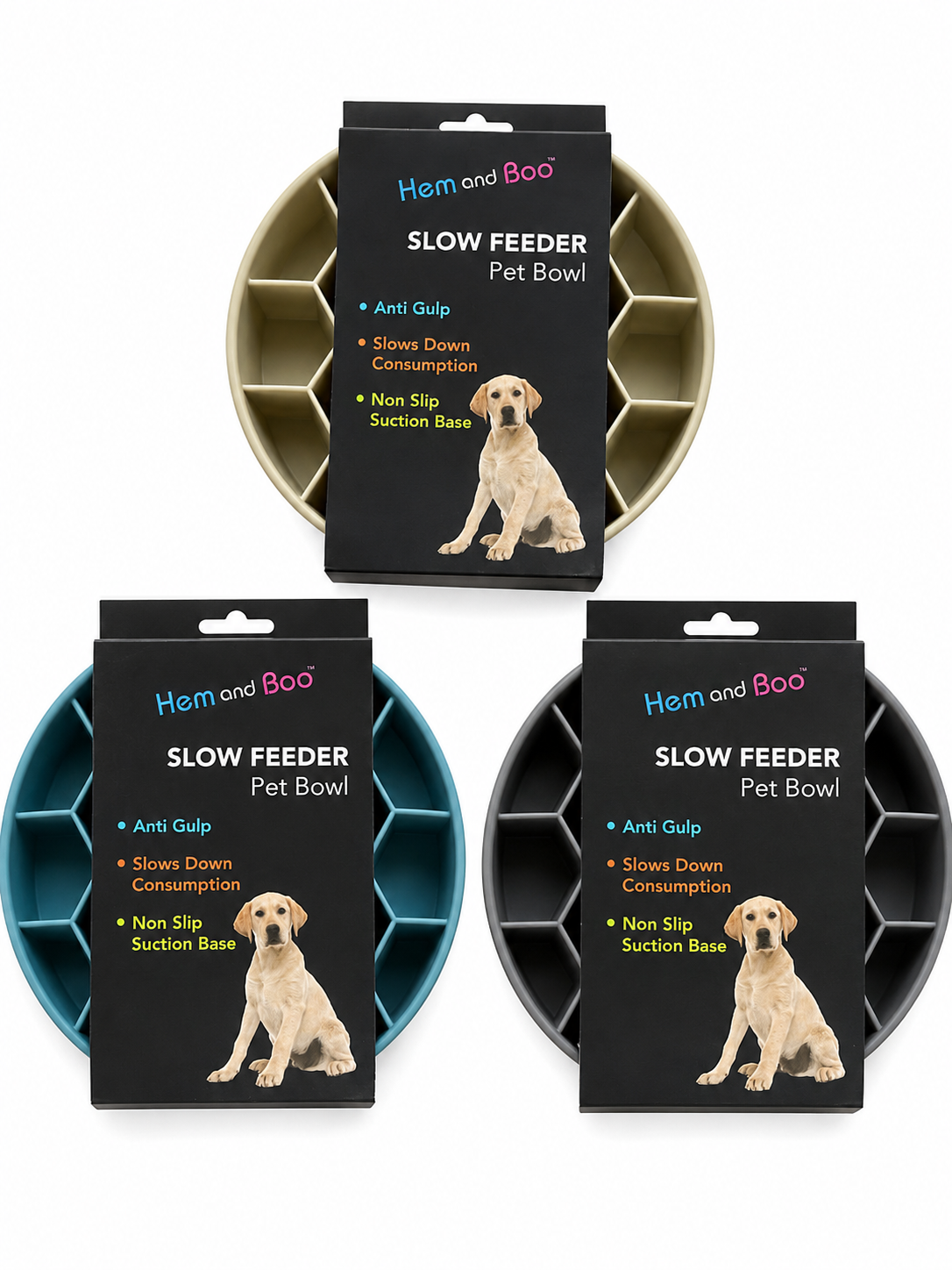 Hem & Boo Silicone Honeycomb Slowfeeder Dog Enrichment Bowl